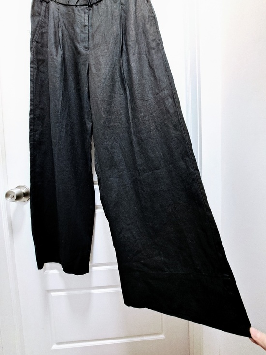 Washed Organic Linen Délavé Wide Trouser Pant Size Large - Picture 6 of 9